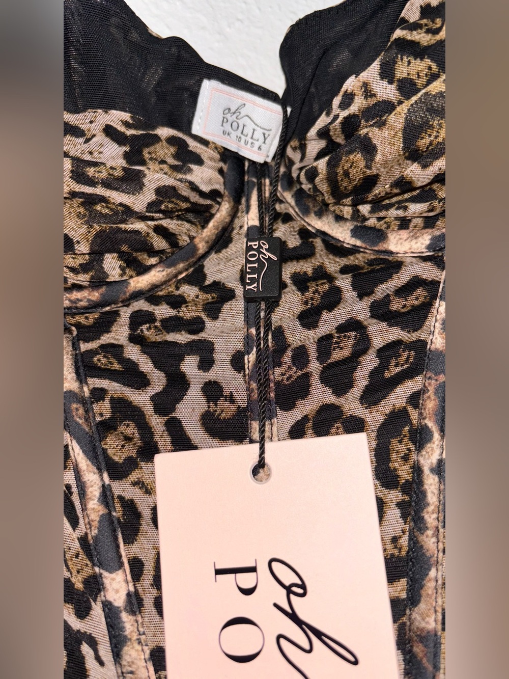 Oh Polly Ruched Asymmetric Corset Gown in Leopard Print - Picture 9 of 10
